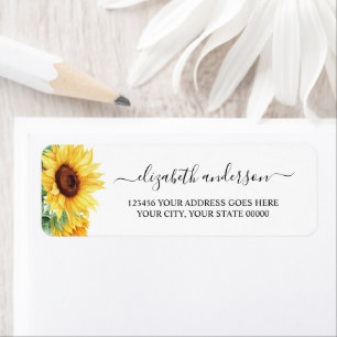 Sunflower Watercolor Floral Return Address Label