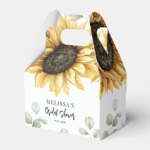 Sunflower Watercolor Floral Script Bridal Shower Favor Boxes