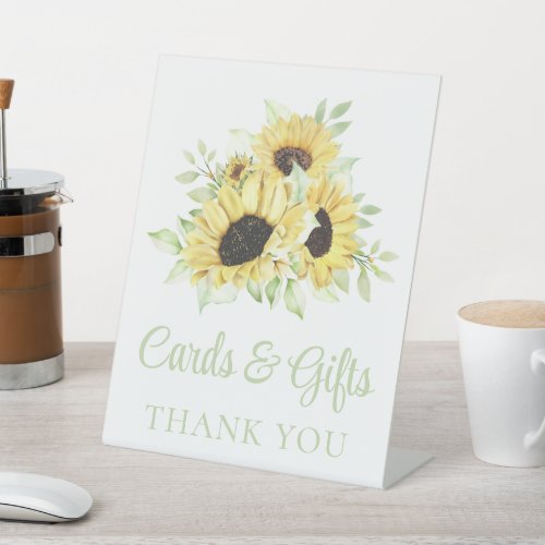 Sunflower Watercolor Floral Wedding Cards  Gifts  Pedestal Sign