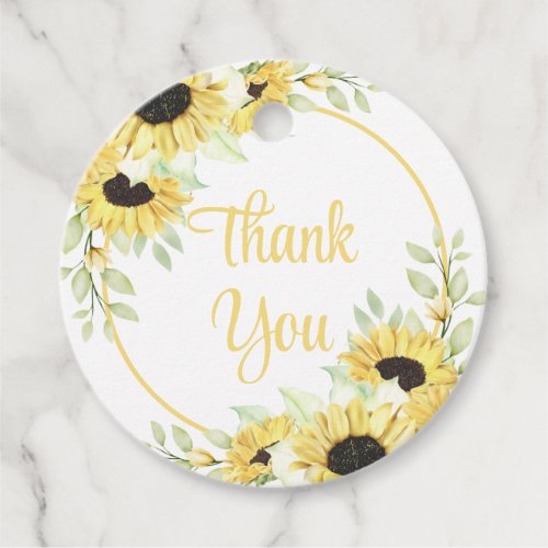 Sunflower Watercolor Floral Wedding Thank You     Favor Tags