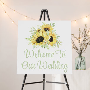 Sunflower Watercolor Floral Wedding Welcome Sign 