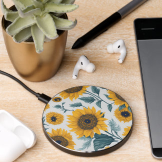 Sunflower watercolor floral wireless charger