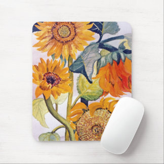 Sunflower Watercolor Flower Art Mouse Pad