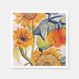 Sunflower Watercolor Flower Art Napkins