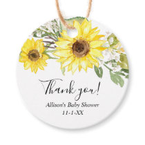 Sunflower watercolor greenery yellow sunflowers favor tags