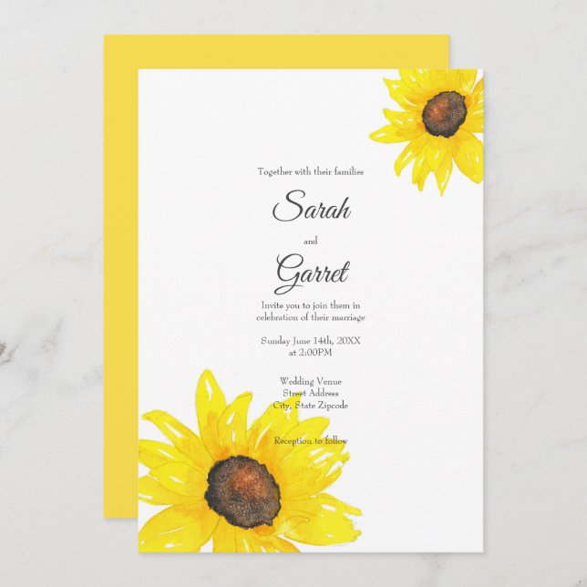 Sunflower Watercolor Invitation (Front/Back)