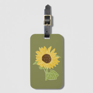 Sunflower watercolor luggage tag