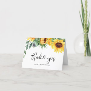 Sunflower Watercolor Modern Thank You Card