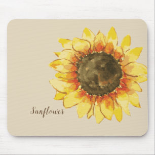 Sunflower Watercolor Mouse Pad