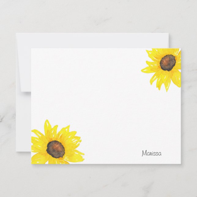Sunflower Watercolor Note Card (Front)