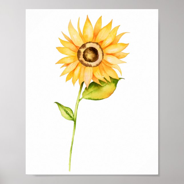Sunflower Watercolor Painting Poster (Front)