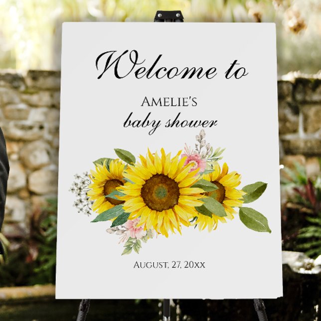 Sunflower Watercolor Pink Floral Baby Shower  Foam Board (Creator Uploaded)