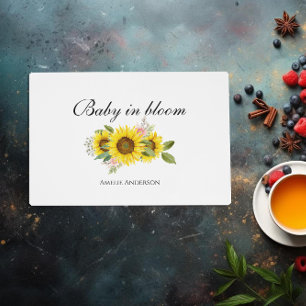 Sunflower Watercolor Pink Floral Baby Shower  Placemat