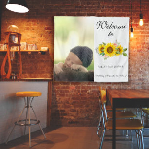 Sunflower Watercolor Pink Floral photo Baby Tapestry