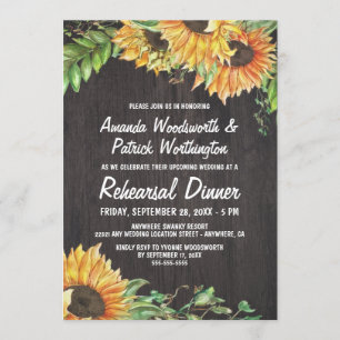 Sunflower Watercolor Rehearsal Dinner Invitations