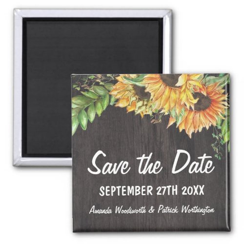 Sunflower Watercolor Rustic Country Save the Date Magnet