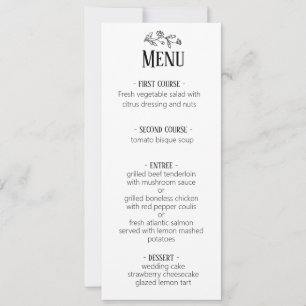 Sunflower watercolor rustic wedding menu