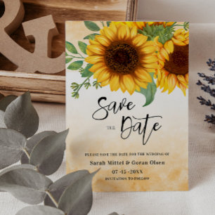 Sunflower Watercolor Save the date invitation