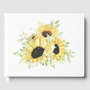 Sunflower Watercolor Summer Yellow Floral Wedding Guest Book