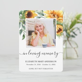 Sunflower Watercolor Sympathy Funeral Prayer Card | Zazzle