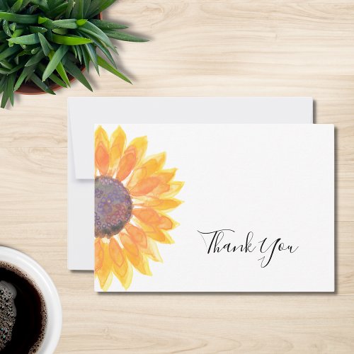 Sunflower Watercolor Thank You Card