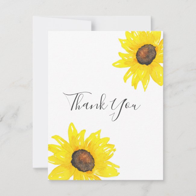 Sunflower Watercolor Thank You Card