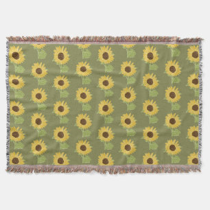 Sunflower watercolor throw blanket