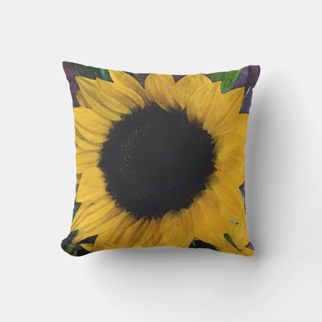 Sunflower Watercolor Throw Pillow (Front)