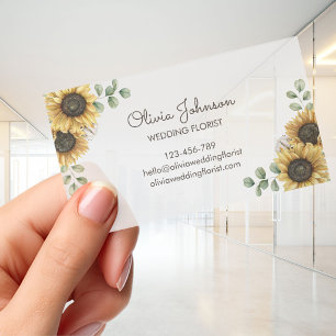 Sunflower Watercolor Transparent Plastic Clear Business Cards