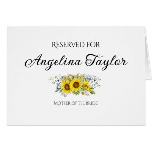 Sunflower watercolor wedding tabletop sign cards