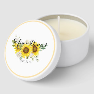 Sunflower watercolor white rose wedding  mini candle favors