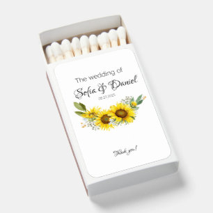 Sunflower watercolor white wildflower matchboxes