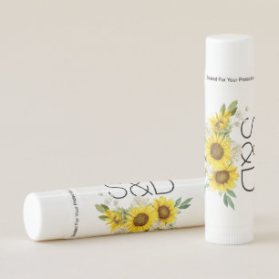 Sunflower watercolor wildflower monogram wedding  lip balm