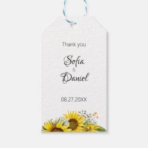Sunflower watercolor wildflower wedding yellow gift tags