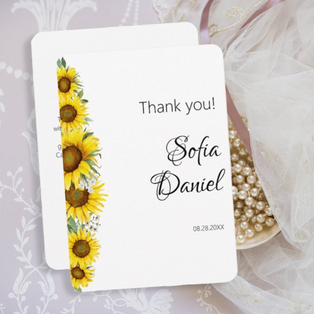 Sunflower watercolor yellow Flat Thank You Card (Creator Uploaded)
