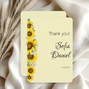 Sunflower watercolor yellow Flat Thank You Card