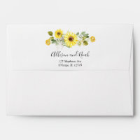Sunflower watercolors envelopes for 5x7 cards