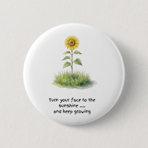 Sunflower Watercolour Illustration Button