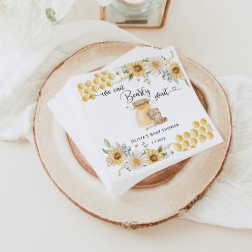 Sunflower we can bearly wait baby shower napkins