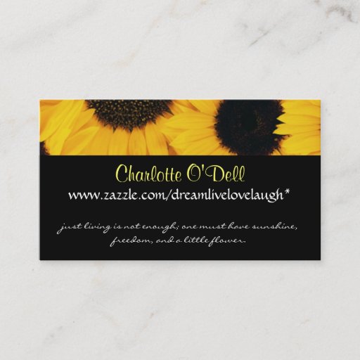 Customizable sunflower; website marketing business cards