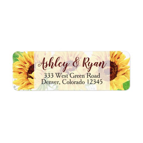 Sunflower Wedding Address Labels Watercolor