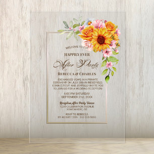 Sunflower Wedding After Party Acrylic Invitations