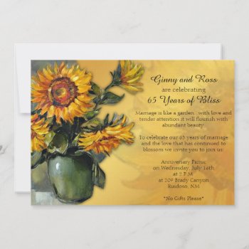 Sunflower Wedding Anniversary Invitation by NoteableExpressions at Zazzle