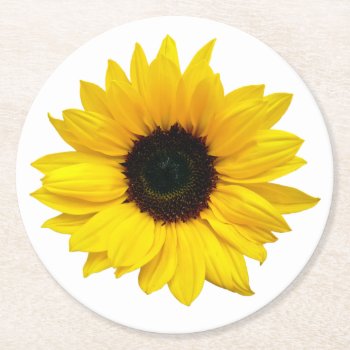 Sunflower Wedding Bridal Shower Round Paper Coaster by wasootch at Zazzle