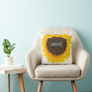 Sunflower Wedding Bride Pillow