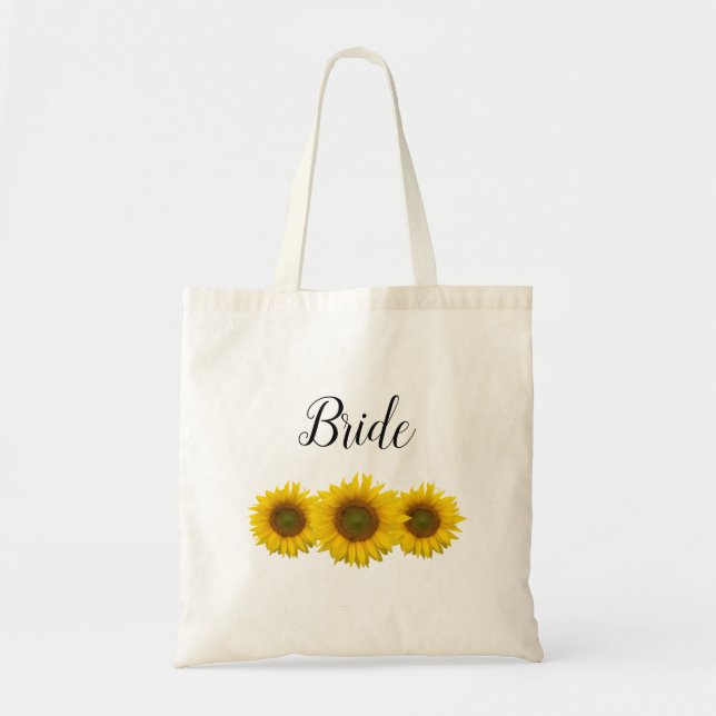 Sunflower Wedding Bride Rustic Tote Bag (Front)