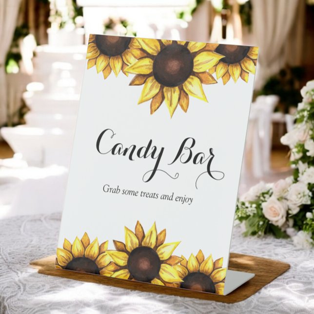 Sunflower Wedding Candy Bar Pedestal Sign (Creator Uploaded)