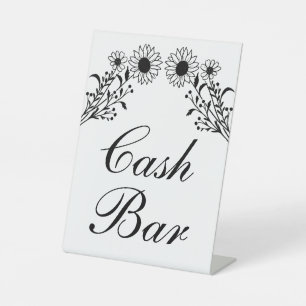 Sunflower Wedding Cash Bar – Rustic Flora Pedestal Sign
