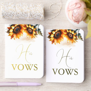 Sunflower Wedding Ceremony Vows Foil Vow Books