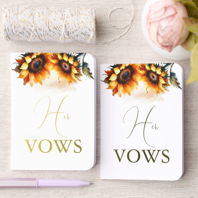 Sunflower Wedding Ceremony Vows Foil Vow Books (Wedding)